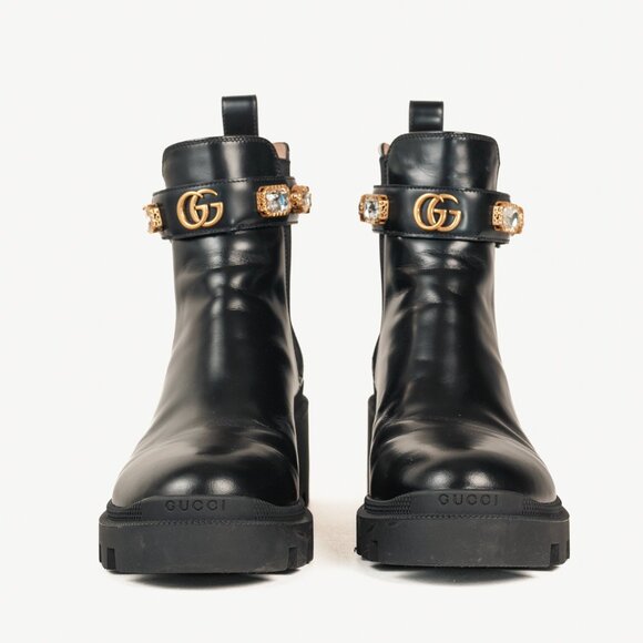 Gucci Black Trip Crystal-Embellished Block Heel Chelsea Boots - Picture 2 of 11